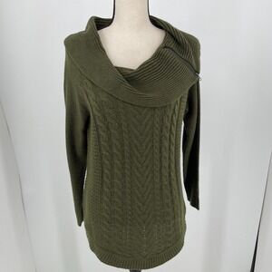 It's Our Time WOMENS Olive Green Neck Zip Pullover Sweater SIZE LARGE - NWT